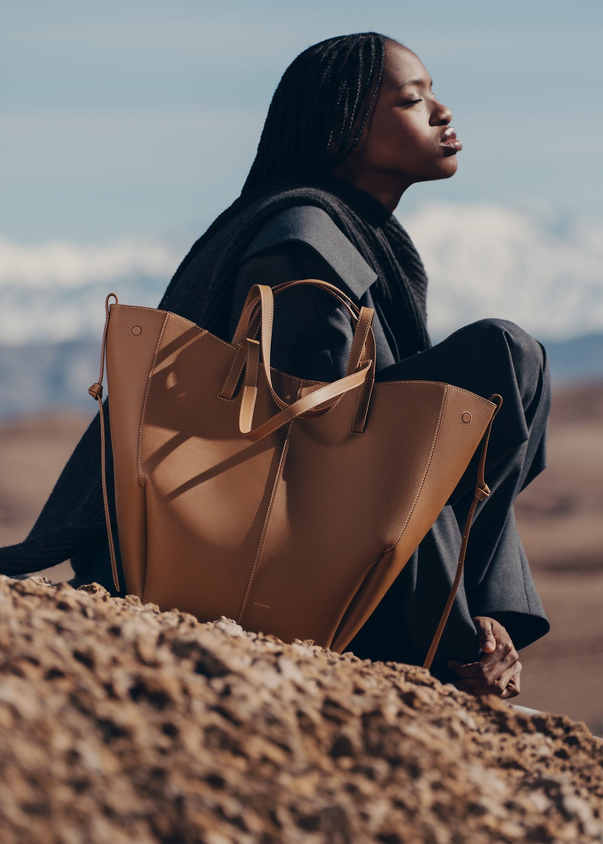 Cyme Tote - Camel Genarbtes Leder