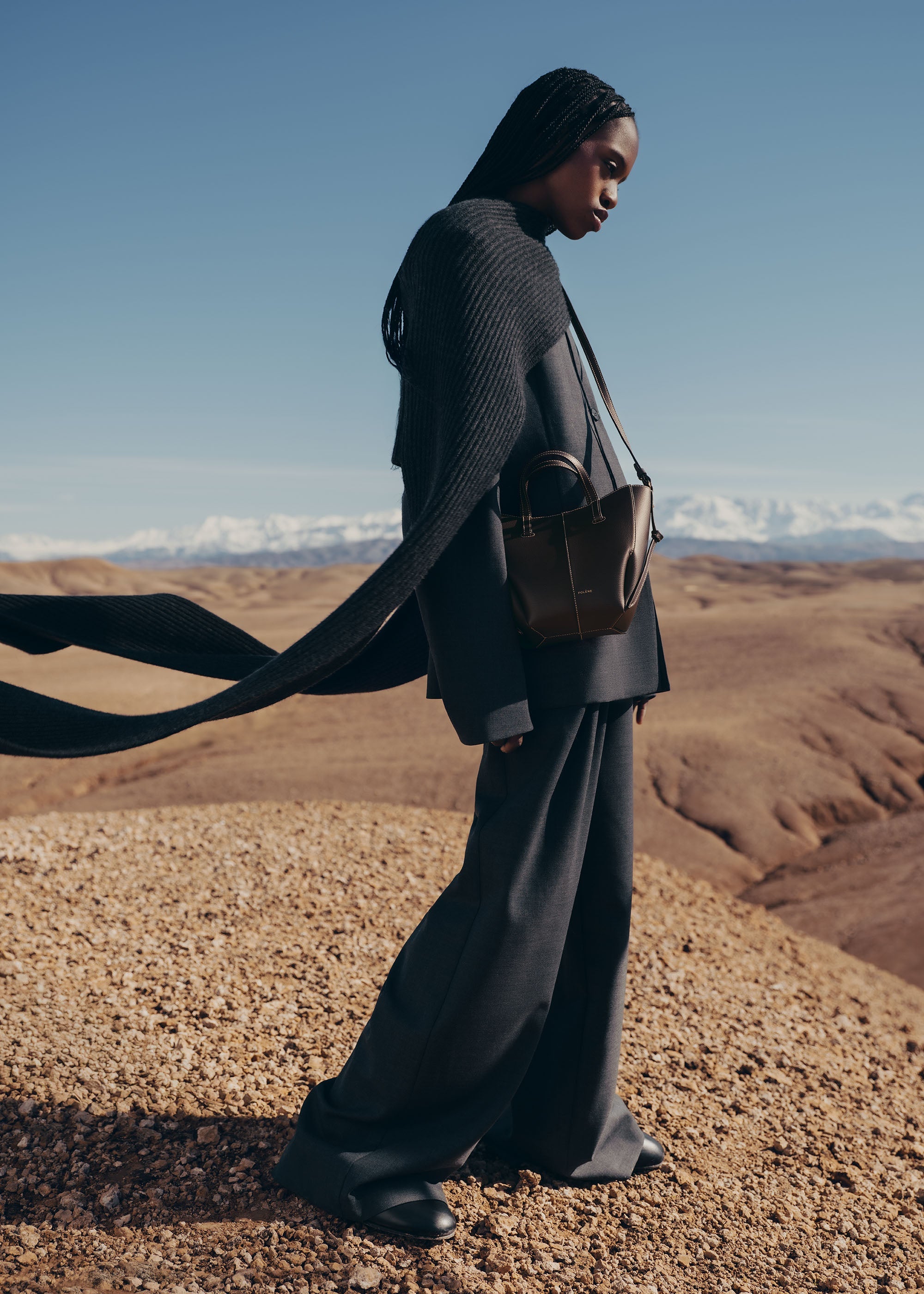 Cyme Tote Nano - Ebenholz Genarbtes Leder