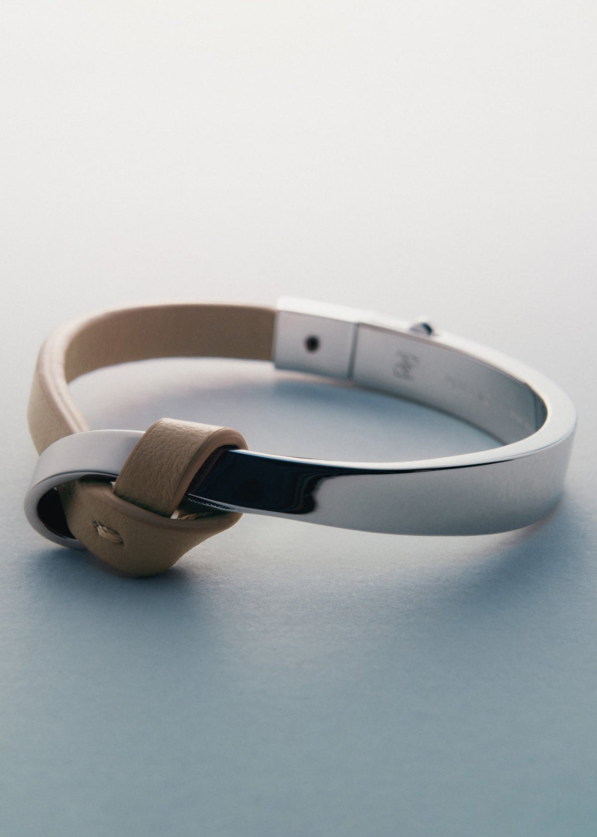 Armreif Ormé - Silberedition Und Taupe Leder
