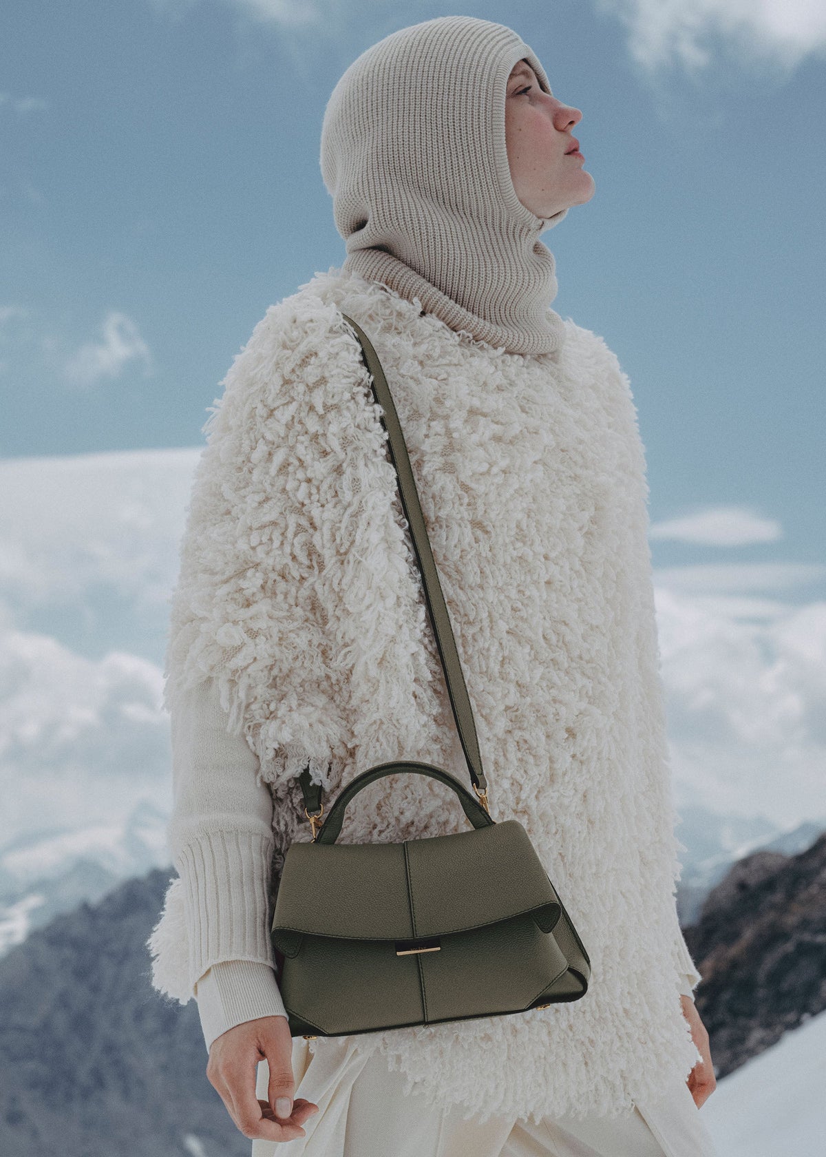 Mokki Mini - Rauchgrün Genarbtes Leder