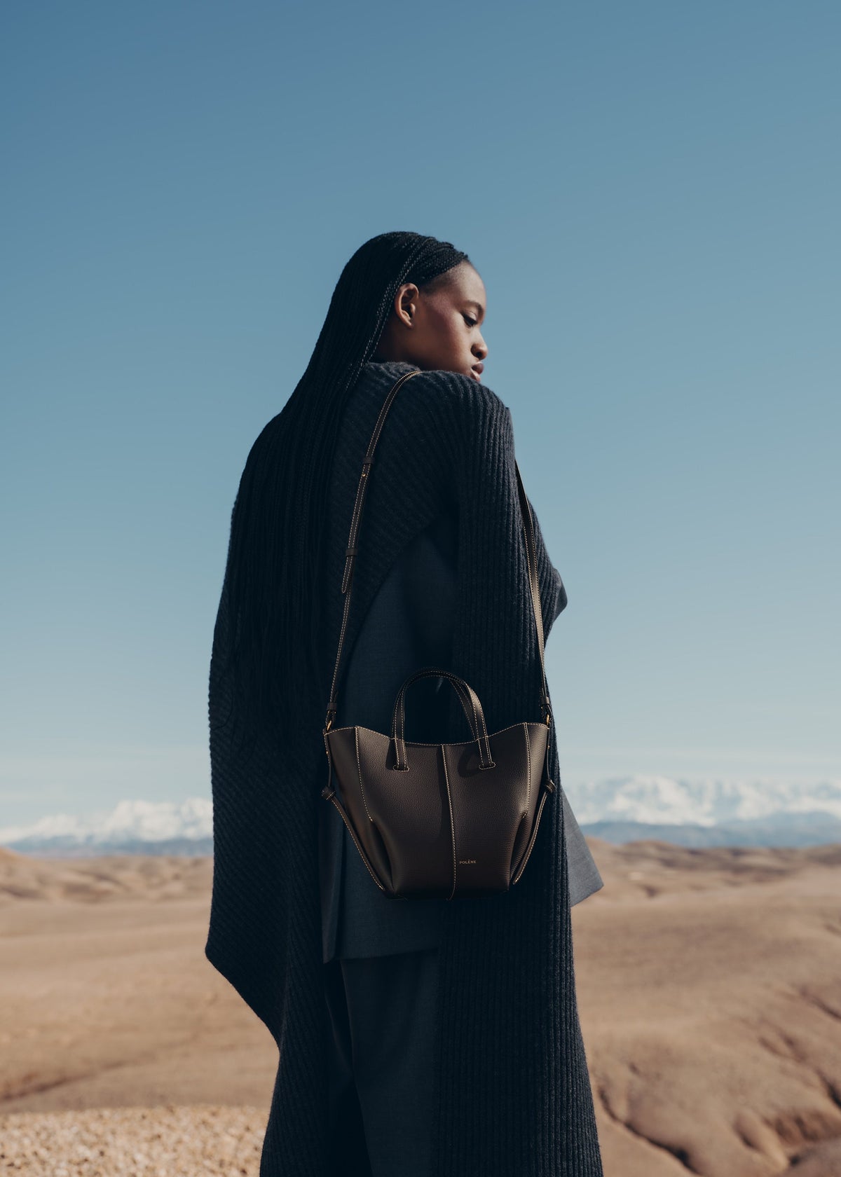 Cyme Tote Nano - Ebenholz Genarbtes Leder
