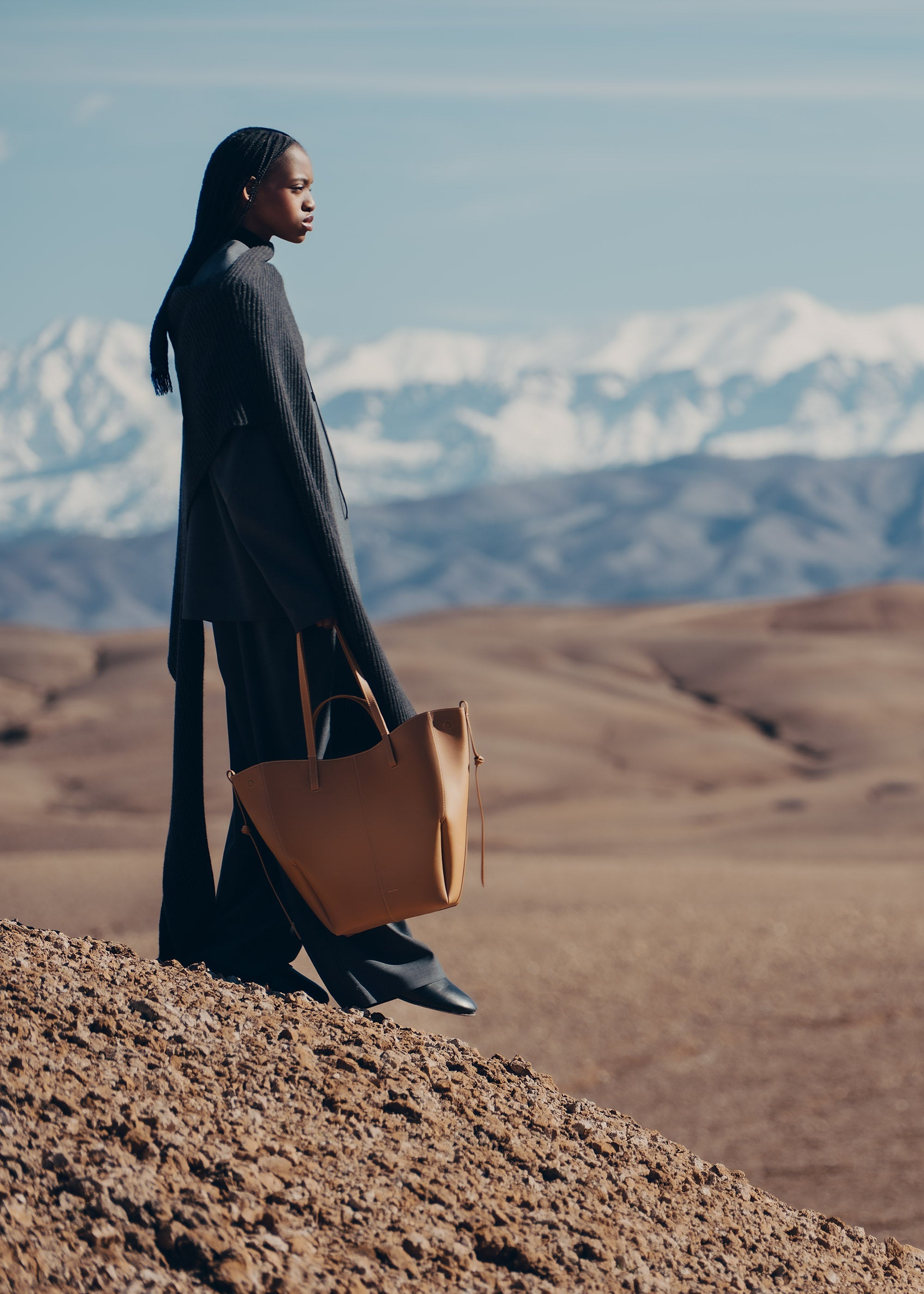 Cyme Tote - Camel Genarbtes Leder