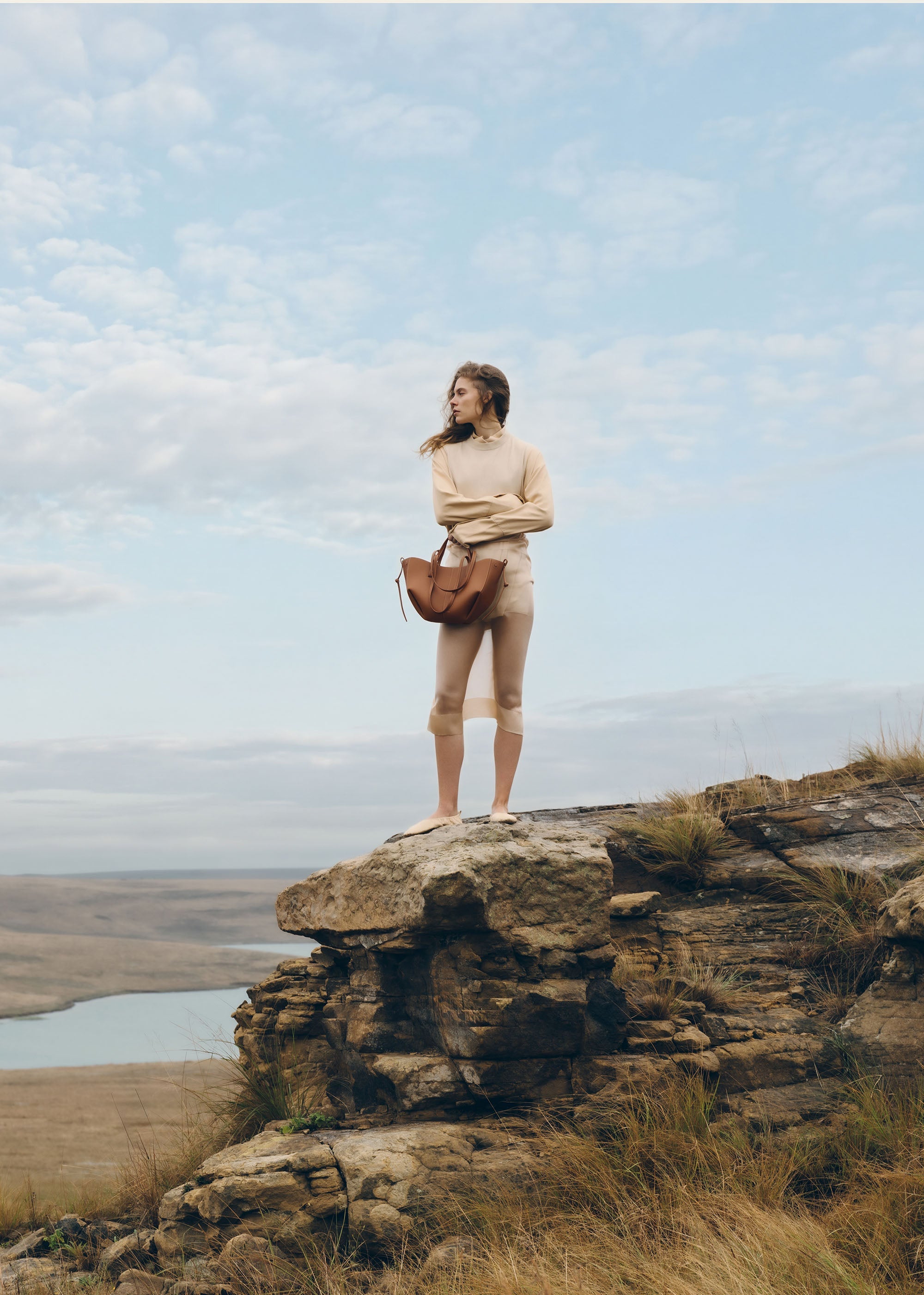 Cyme Mini - Camel Genarbtes Leder