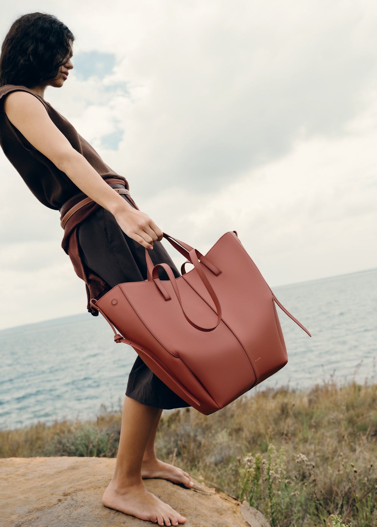Cyme Tote - Terracotta Genarbtes Leder