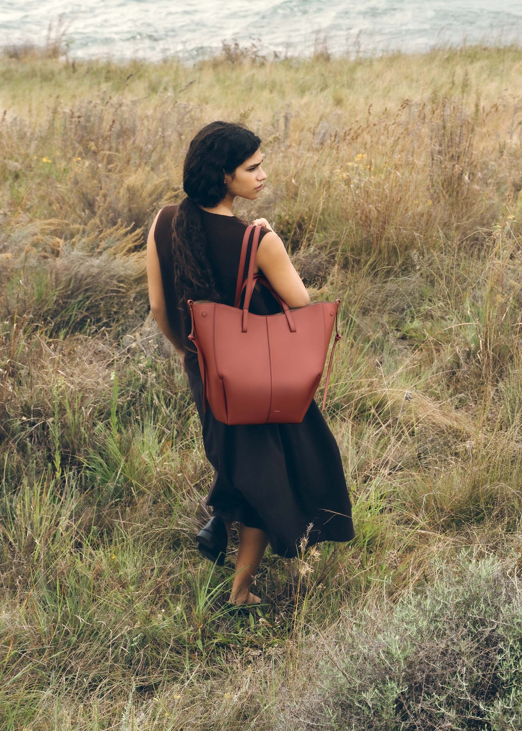 Cyme Tote - Terracotta Genarbtes Leder
