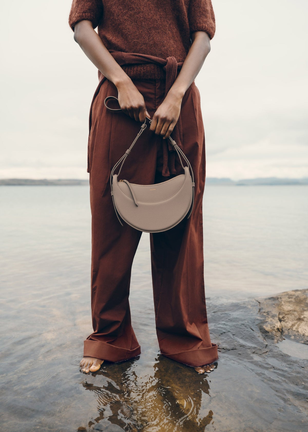 Numéro Dix - Taupe Genarbtes Leder