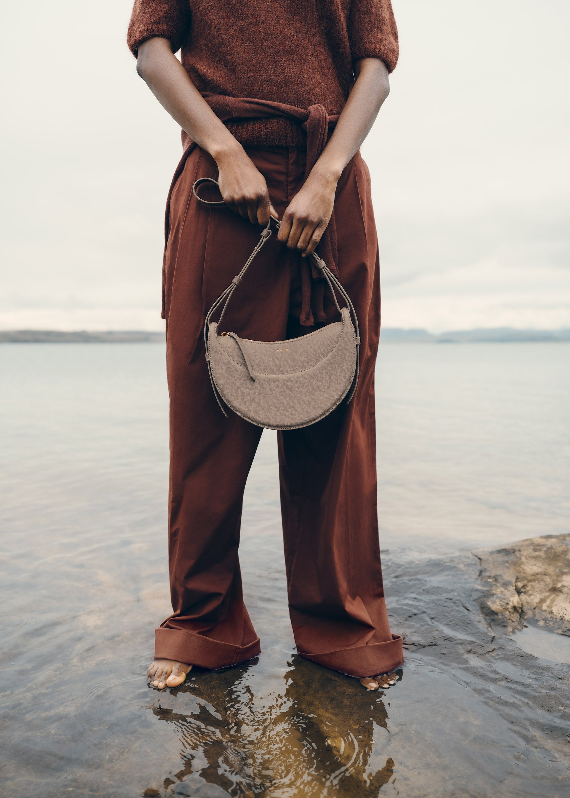 Numéro Dix - Taupe Genarbtes Leder