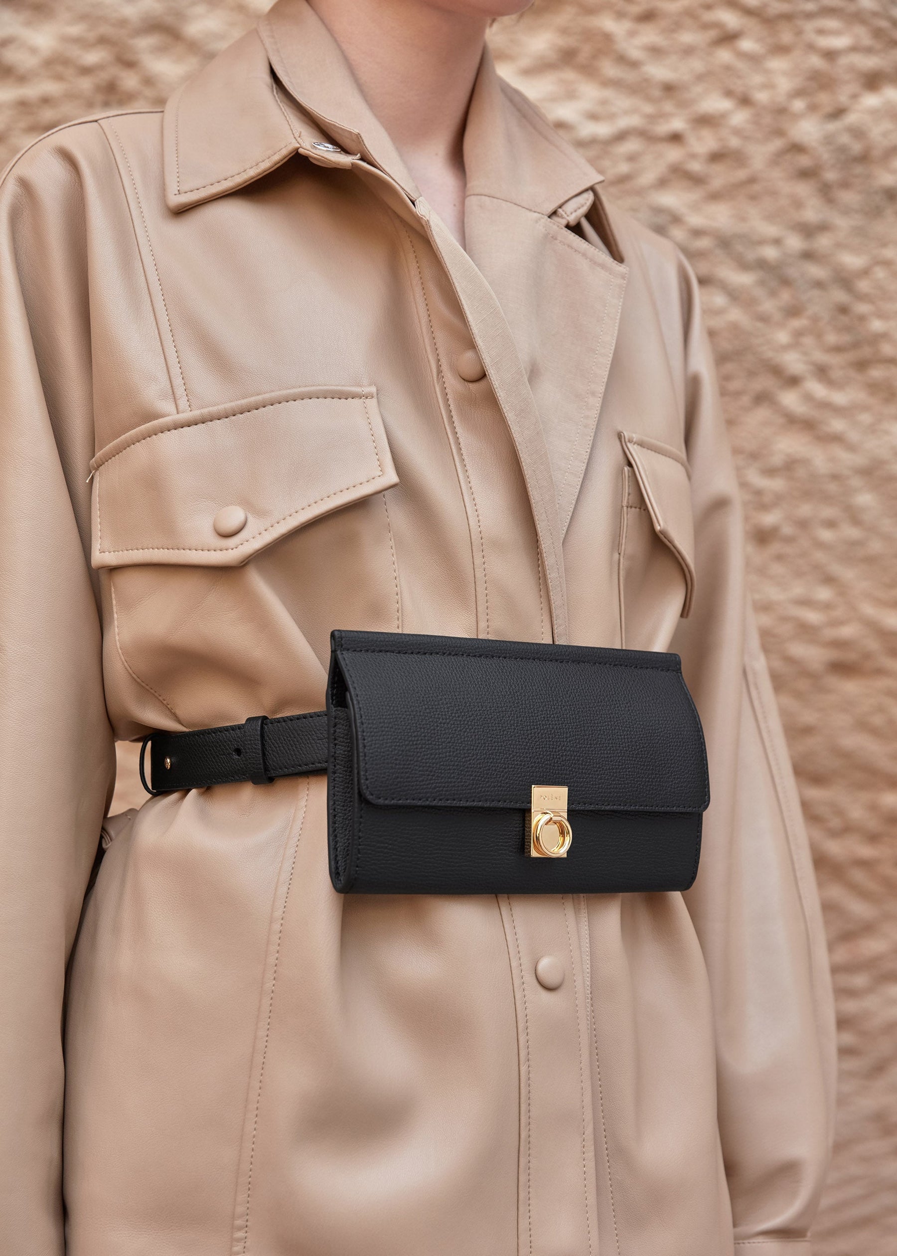 Numéro Sept Gürteltasche - Schwarzes Genarbtes Leder