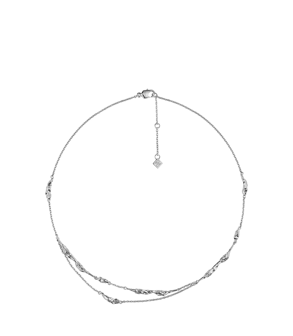Doppel Kette Eroz - Silberne aus rhodiniertem Messing