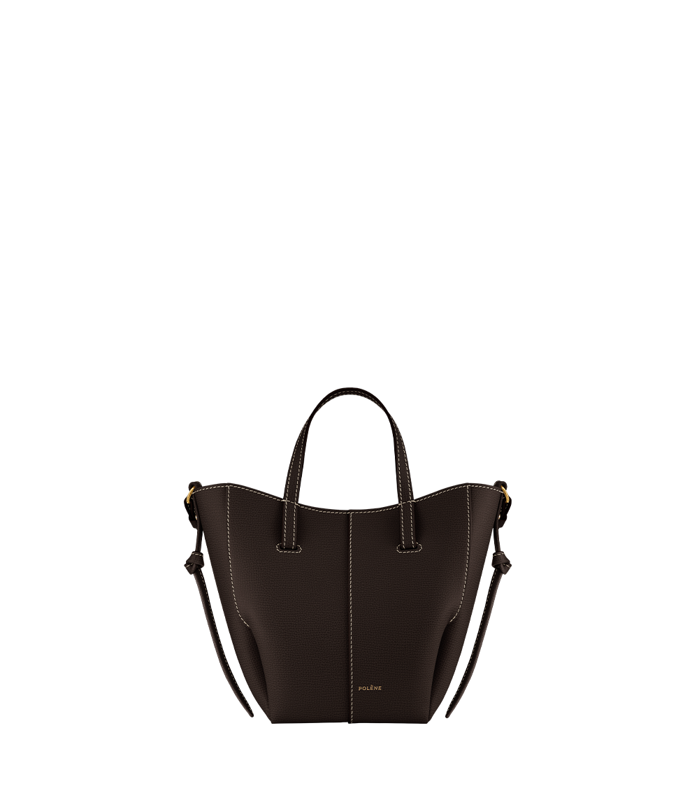 Cyme Tote Nano - Ebenholz Genarbtes Leder