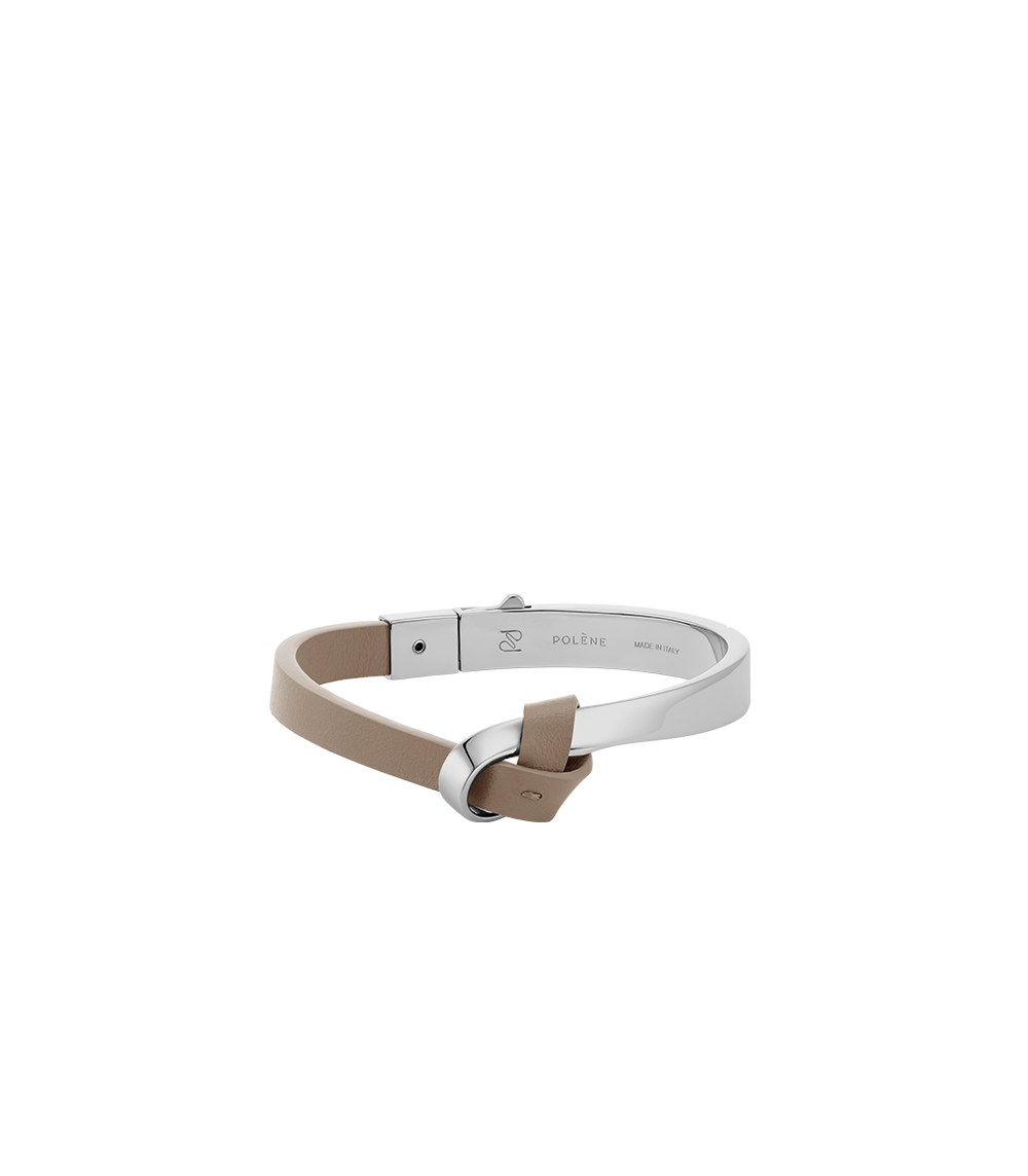 Armreif Ormé - Silberedition Und Taupe Leder