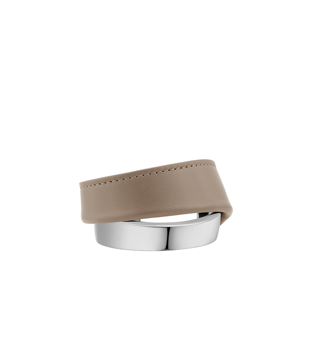 Manschette Ormé - Silberedition Und Taupe Leder